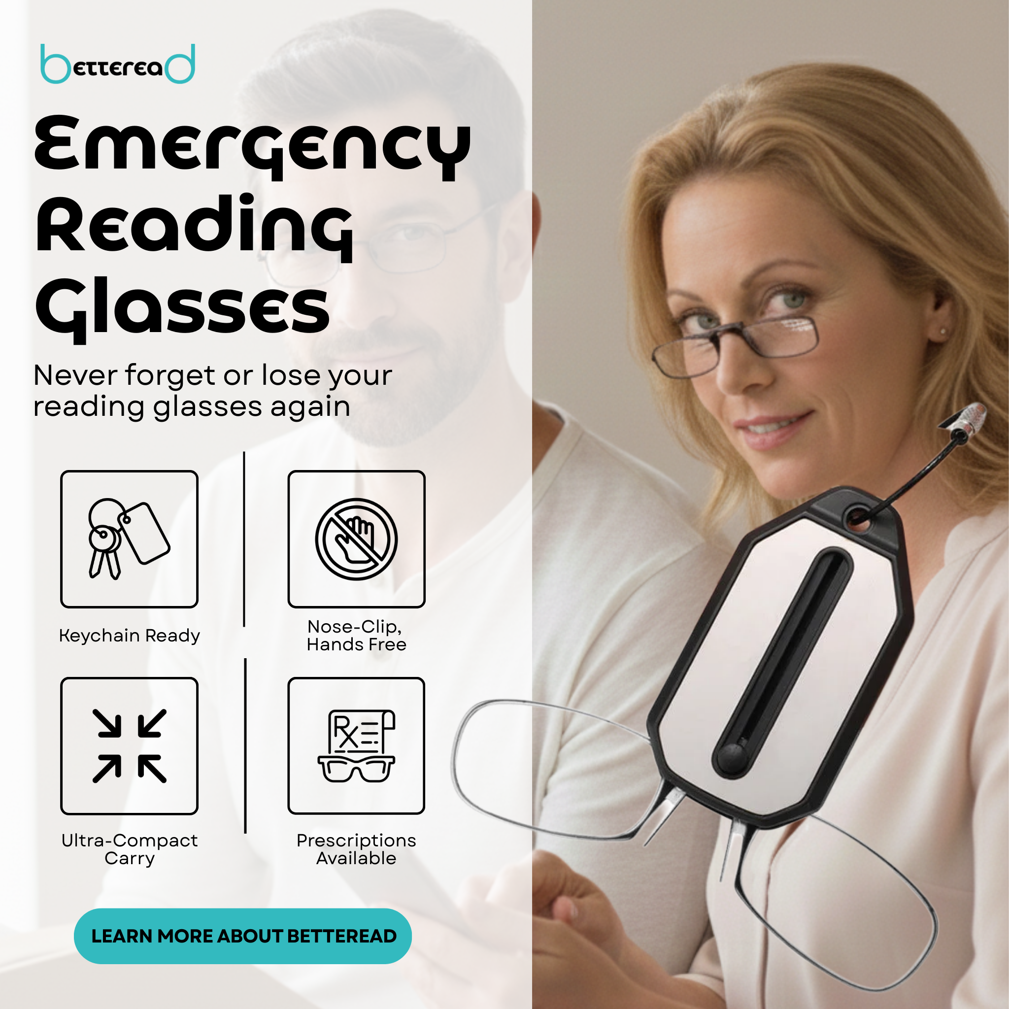 BetteRead Snap & Fold Reading Glasses