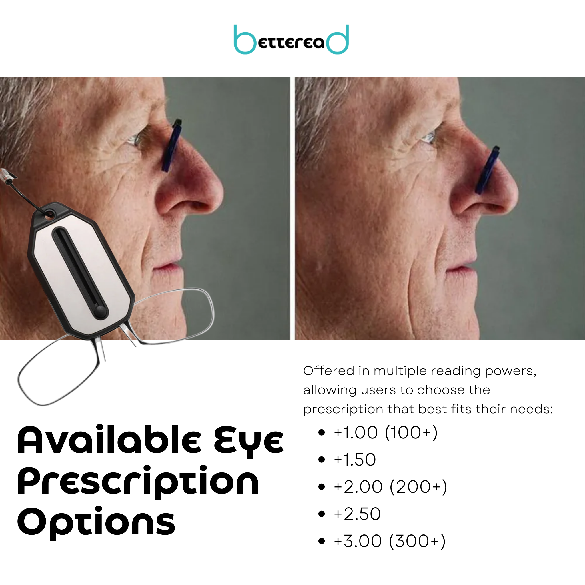 BetteRead Snap & Fold Reading Glasses